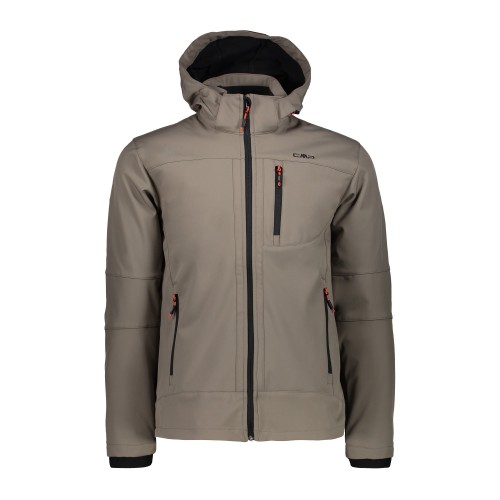 מעיל סופטשל לגברים עם קפוצ'ון נשלף, צבע בז' 